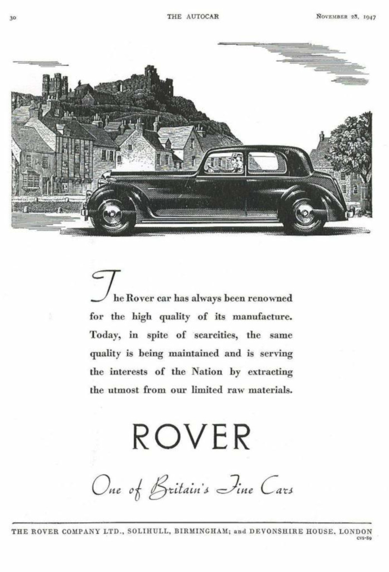 Werbung Rover P2 1947-11-28