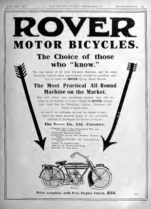 Advert for Rover 3.5hp, 1911