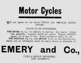 Advert for Rover Motorcycles in New Zealand, 1911