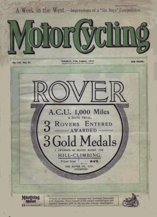 Advert for Rover Motorcycle 3.5hp, 1912